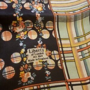 Liberty of London Vibrant Floral and Plaid 100% Silk Vintage Scarf